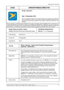 Emergency Airworthiness Directive EASA AD[removed]Wiring/Harness - Hoist Control Pendant Wiring Harness - Inspection/Modification