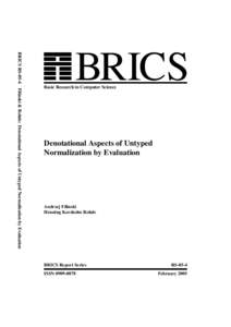 BRICS RS-05-4 Filinski & Rohde: Denotational Aspects of Untyped Normalization by Evaluation  BRICS Basic Research in Computer Science