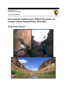 National Park Service U.S. Department of the Interior Grand Canyon National Park  Surveying for Southwestern Willow Flycatchers in