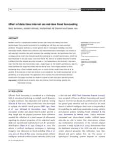 Q IWA Publishing 2010 Journal of Hydroinformatics | 12.4 | Effect of data time interval on real-time flood forecasting Renji Remesan, Azadeh Ahmadi, Muhammad Ali Shamim and Dawei Han