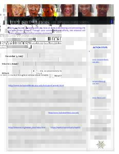 December 3, 2007  Volume 1, Issue 1  Thank you for the awesome work you have all done in developing and promoting the  Inclusive  Illinois  initiative.  Through  your  commitment  and  effort