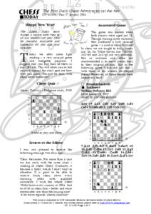 CTThe First Dailyst Chess Newspaper on the Net CTThur 1 JanuaryHappy New Year!
