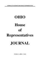 JOURNALS OF THE SENATE AND HOUSE OF REPRESENTATIVES  OHIO