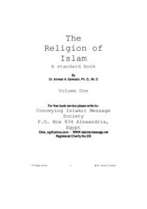 The Religion of Islam A standard book By Dr. Ahmed A. Galwash, Ph. D., litt. D