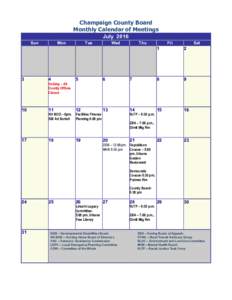 County Board Calendar of Meetings