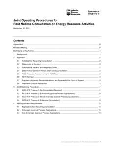 Joint Operating Procedures for First Nations Consultation on Energy Resource Activities
