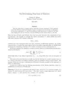 Matrix theory / Algebra / Exponentials / Matrix exponential / CayleyHamilton theorem / Polynomial / Matrix / Field theory / Fundamental theorem of algebra / Dissipative operator