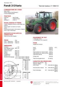 Agroscope | 2013  Fendt 313Vario Test de tracteur no