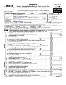 Form  990-EZ Short Form Return of Organization Exempt From Income Tax