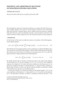 Existence and approximate solutions of nonlinear integral equations