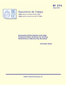 Nº 374 May 2010 Documento de Trabajo ISSN (edición impresaISSN (edición electrónica