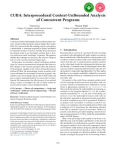 CUBA: Interprocedural Context-UnBounded Analysis  of Concurrent Programs