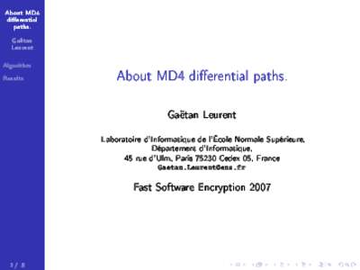 About MD4 differential paths.