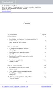 Cambridge University Press8 - Measuring Justice: Primary Goods and Capabilities Edited by Harry Brighouse and Ingrid Robeyns Table of Contents More information