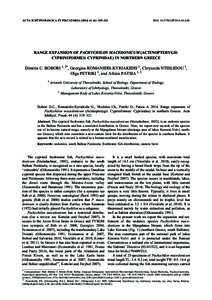 ACTA ICHTHYOLOGICA ET PISCATORIA[removed]): 319–321  DOI: [removed]AIP2014[removed]RANGE EXPANSION OF PACHYCHILON MACEDONICUM (ACTINOPTERYGII: CYPRINIFORMES: CYPRINIDAE) IN NORTHERN GREECE