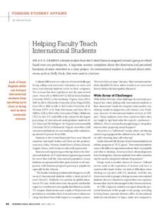 |  FOREIGN STUDENT AFFAIRS By Marian Kisch  Helping Faculty Teach
