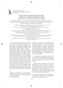 The Auk 124(3):1109–1115, 2007 © The American Ornithologists’ Union, 2007. Printed in USA. FORTY-EIGHTH SUPPLEMENT TO THE AMERICAN ORNITHOLOGISTS’ UNION