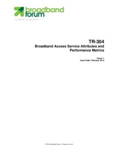TECHNICAL REPORT  TR-304 Broadband Access Service Attributes and Performance Metrics Issue: 1