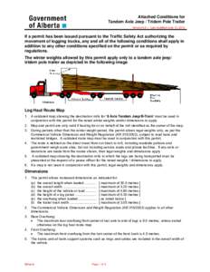 Attached Conditions for Tandem Axle Jeep / Tridem Pole Trailer Version[removed]Last modified June 15, 2012 If a permit has been issued pursuant to the Traffic Safety Act authorizing the movement of logging trucks, any and