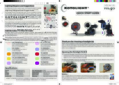Lighting Diagram and Suggestions Good lighting is the key to great images. Use multiple Rotolights to quickly create the perfect lighting solution for your location or studio needs. QUICK START GUIDE
