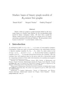 Markov bases of binary graph models of K4-minor free graphs Daniel Kr´al’∗ Serguei Norine†