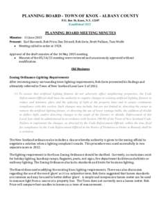 PLANNING BOARD - TOWN OF KNOX - ALBANY COUNTY P.O. Box 56, Knox, N.YEstablishedPLANNING BOARD MEETING MINUTES
