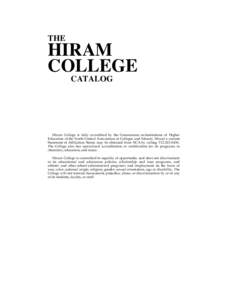 THE  HIRAM COLLEGE CATALOG
