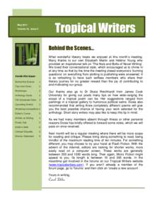 Tropical Writers  May 2011 Volume 10, Issue 5  Behind the Scenes…