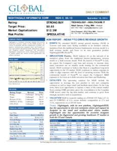 Equity Research  DAILY COMMENT NIGHTINGALE INFORMATIX CORP.  Rating: