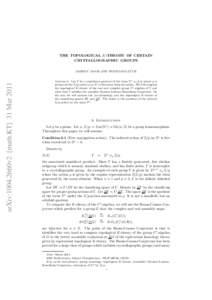 THE TOPOLOGICAL K-THEORY OF CERTAIN CRYSTALLOGRAPHIC GROUPS arXiv:1004.2660v2 [math.KT] 31 Mar 2011  ¨