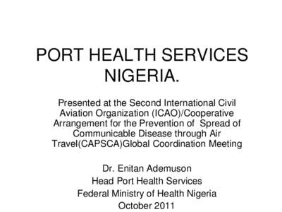 PORT HEALTH SERVICES IN NIGERIA.