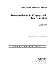 Recommendation for Cryptographic Key Generation