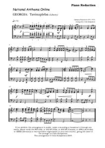 Piano Reduction  National Anthems Online GEORGIA: Tavisupleba (Liberty) q = 72