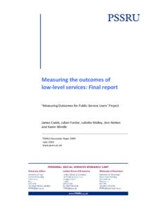 Measuring the outcomes of low-level services: Final report
