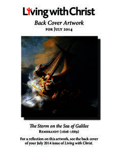 Back Cover Artwork for July 2014 The Storm on the Sea of Galilee Rembrandt)