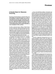 Neuron, Vol. 33, 1–8, January 3, 2002, Copyright 2002 by Cell Press  Previews A Genetic Basis for Obsessive Grooming