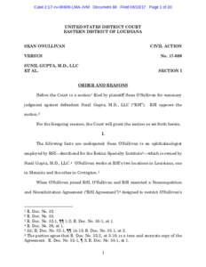 Case 2:17-cvLMA-JVM Document 68 FiledPage 1 of 20  UNITED STATES DISTRICT COURT EASTERN DISTRICT OF LOUISIANA SEAN O’SULLIVAN