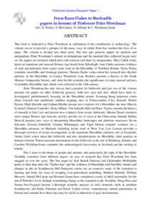 Prehistoric Society Research Paper 1  From Bann Flakes to Bushmills papers in honour of Professor Peter Woodman eds, N. Finlay, S. McCartan, N. Milner & C. Wickham-Jones