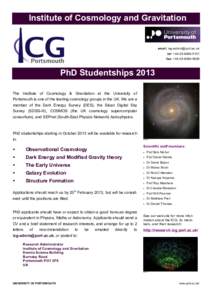 Institute of Cosmology and Gravitation  email:  tel: +fax: +