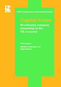IPPR Commission on Economic Justice  Capital Gains Broadening company ownership in the UK economy
