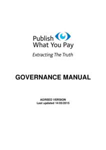 GOVERNANCE MANUAL  AGREED VERSION Last updated  CONTENTS