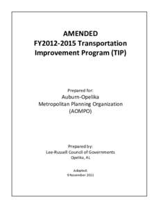 AMENDED FY2012-2015 Transportation Improvement Program (TIP) Prepared for: