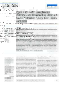 JOGNN  RESEARCH Doula Care, Early Breastfeeding Outcomes, and Breastfeeding Status at 6
