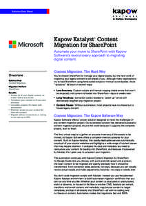 Solution Data Sheet  Kapow Katalyst Content Migration for SharePoint ™