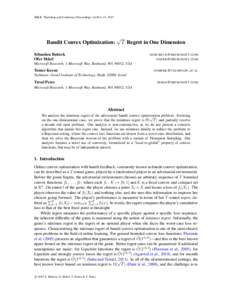 JMLR: Workshop and Conference Proceedings vol 40:1–13, 2015  Bandit Convex Optimization: √