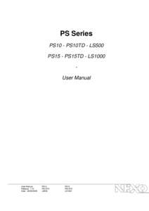 PS Series PS10 - PS10TD - LS500 PS15 - PS15TD - LS1000 User Manual  User Manual