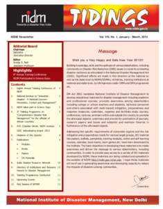 NIDM Newsletter  Vol. VIII, No. 1, January - March, 2013 Editorial Board Chairman