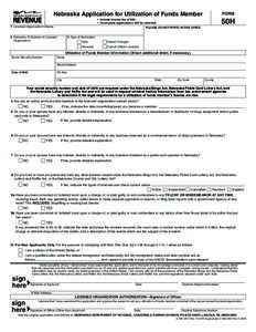 Nebraska Application for Utilization of Funds Member  FORM 50H
