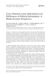 Journal of Elections, Public Opinion and Parties Vol. 20, No. 3, 291–309, August 2010 Downloaded By: [Stanford University] At: 20:25 14 SeptemberCross-National versus Individual-Level