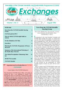 Newsletter of the Climate Variability and Predictability Programme (CLIVAR)  Exchanges Volume 1, No. 3  August 1996